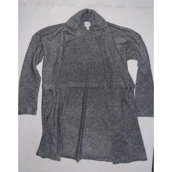 Peyton Jensen Cardigan Sweater Womens‎ Small Gray Knitted Tie Front Long Sleeve - Picture 1 of 3